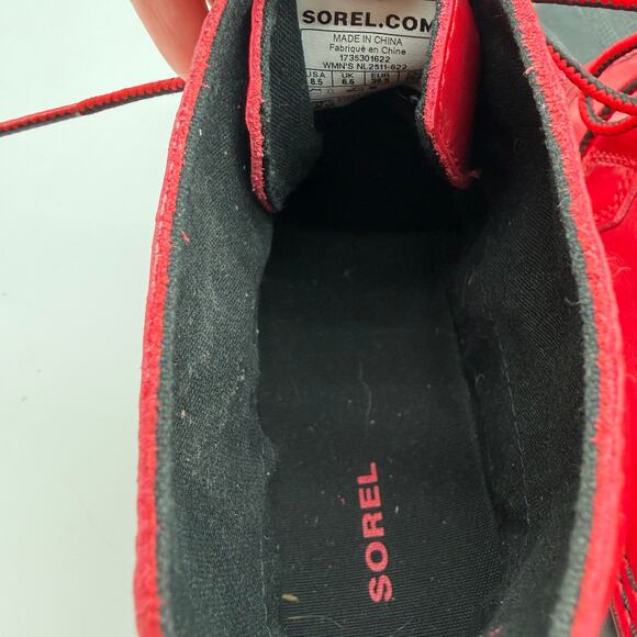 Sorel Out N About Red Retro Patent Duck Water Boots 8.5 - Picture 3 of 5